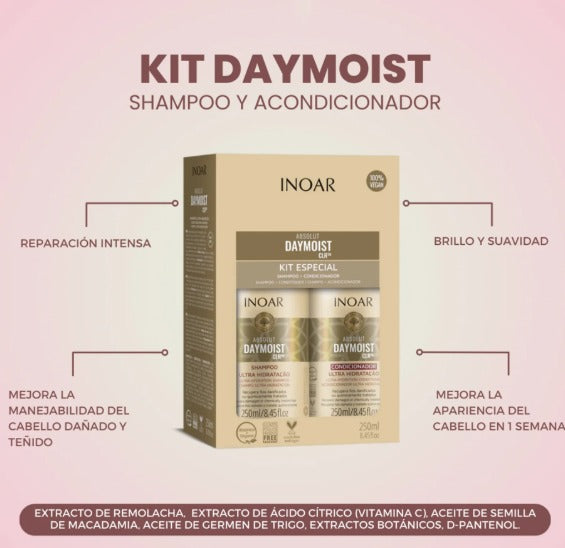 DUO Daymoist Inoar X 250 ML SHAMPOO Y ACONDICIONADOR