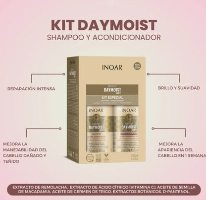 DUO Daymoist Inoar X 250 ML SHAMPOO Y ACONDICIONADOR